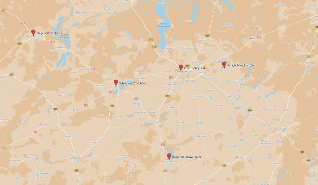 Ausschnitt mit Schlochau und Konitz