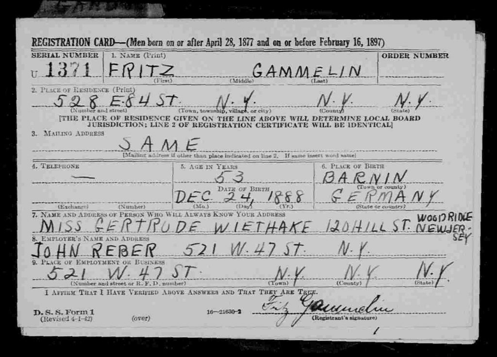 Einberufung Fritz Gammelin